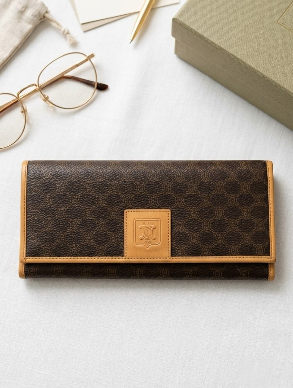 Celine Macadam Monogram Long Bifold Flap Wallet - Vintage Authentic
